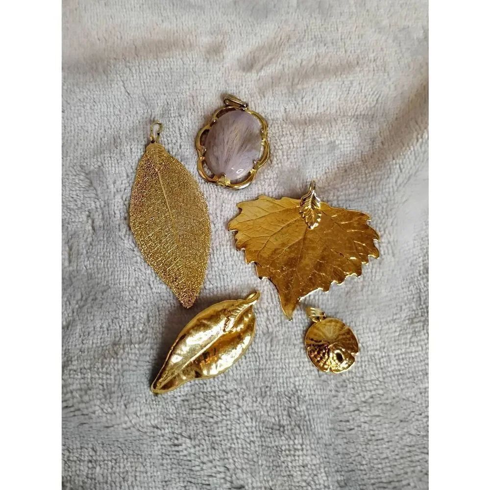 Gold Dipped Leaves and Other Pendants